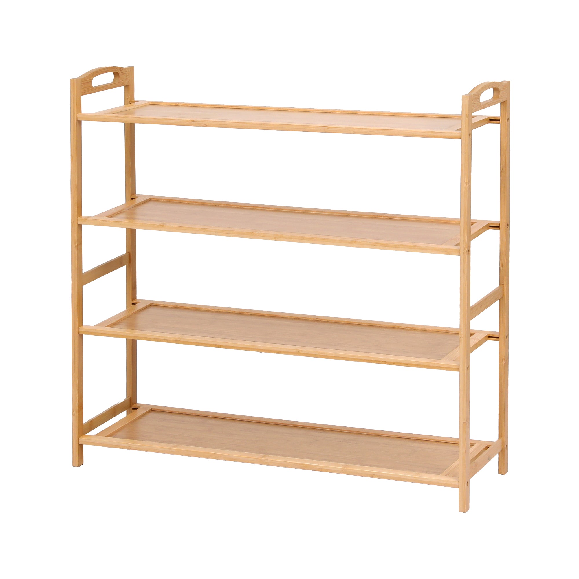 4 Tier Bamboo Shoe Rack Storage Organiser - Pine