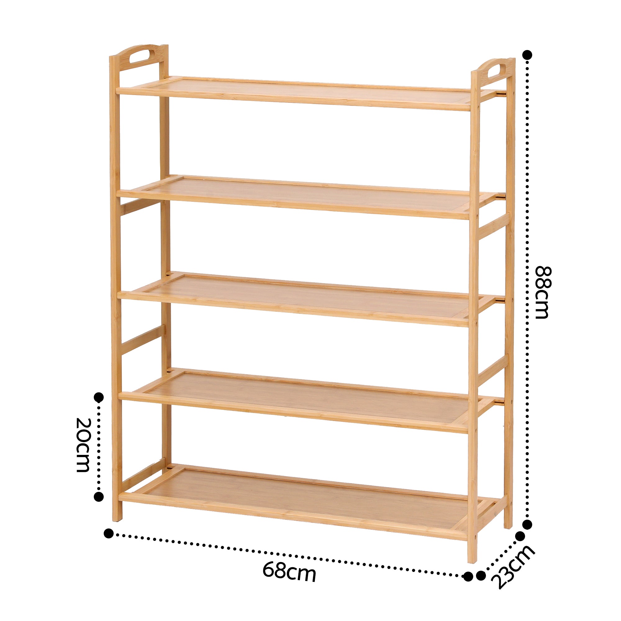 5 Tier Bamboo Shoe Rack Storage Organiser - Pine