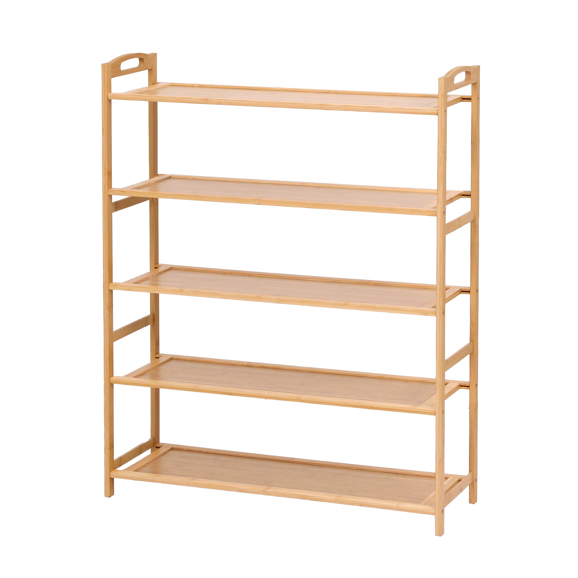 5 Tier Bamboo Shoe Rack Storage Organiser - Pine
