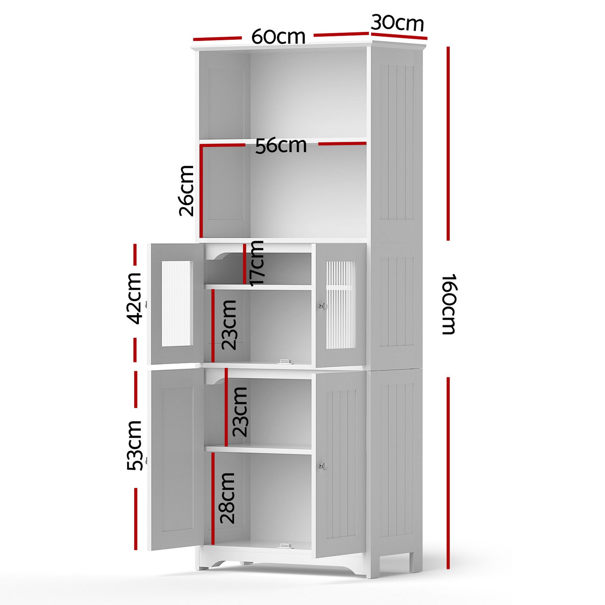 Set of 2 Buffet Sideboard Cabinet Pantry Kitchen Bathroom Storage Cupboard