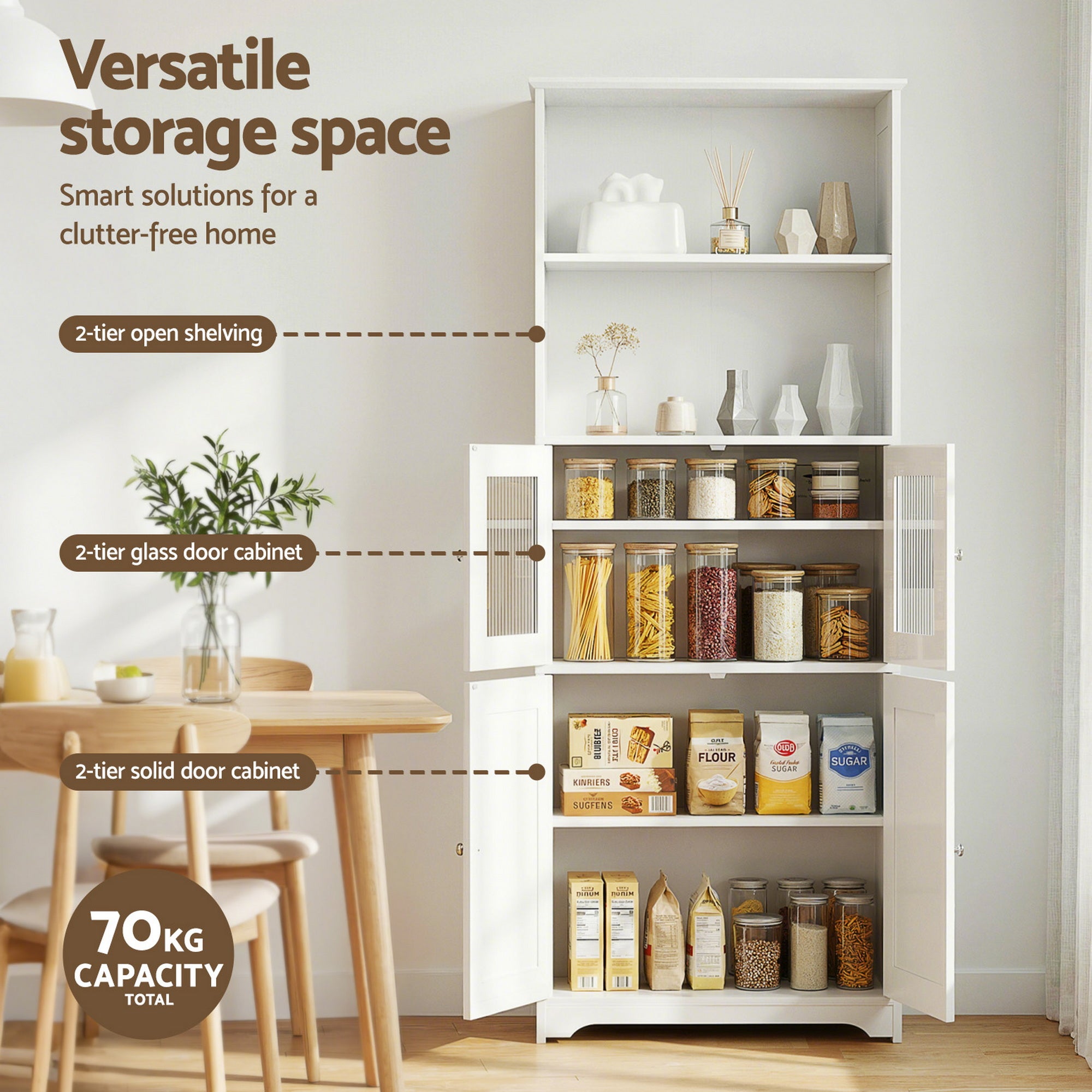 Set of 2 Buffet Sideboard Cabinet Pantry Kitchen Bathroom Storage Cupboard