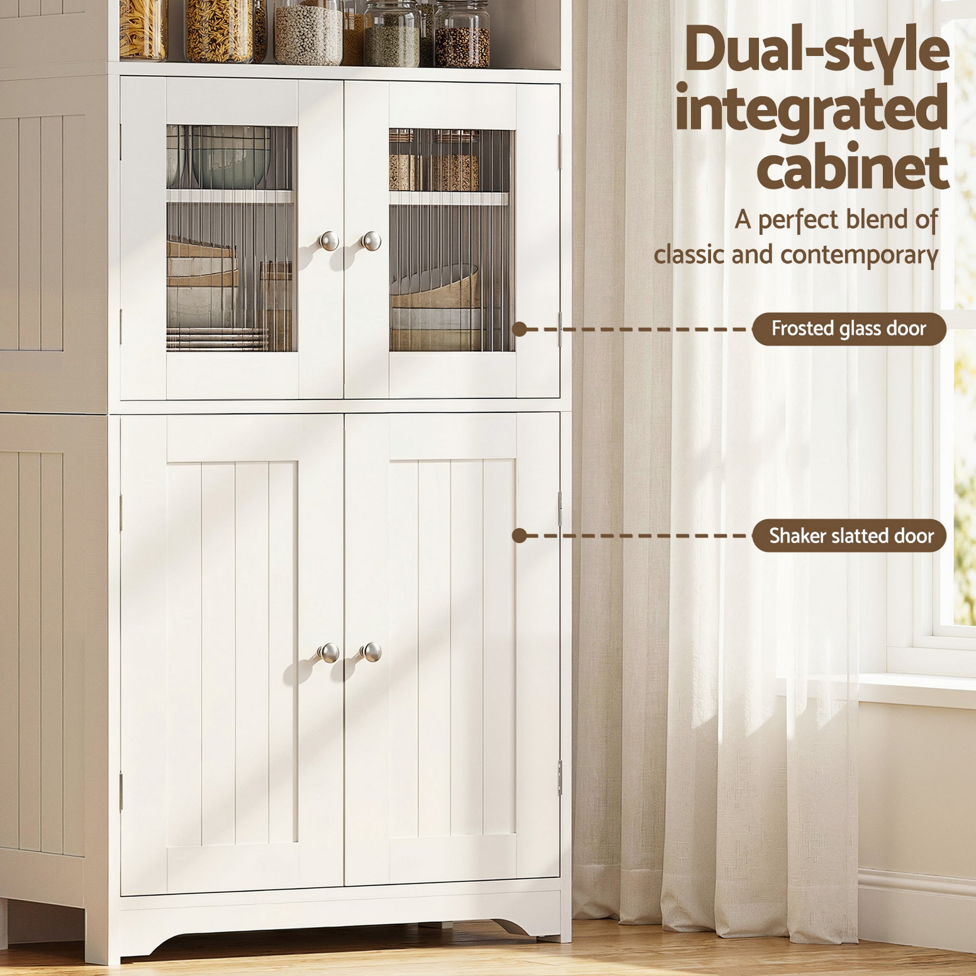 Set of 2 Buffet Sideboard Cabinet Pantry Kitchen Bathroom Storage Cupboard