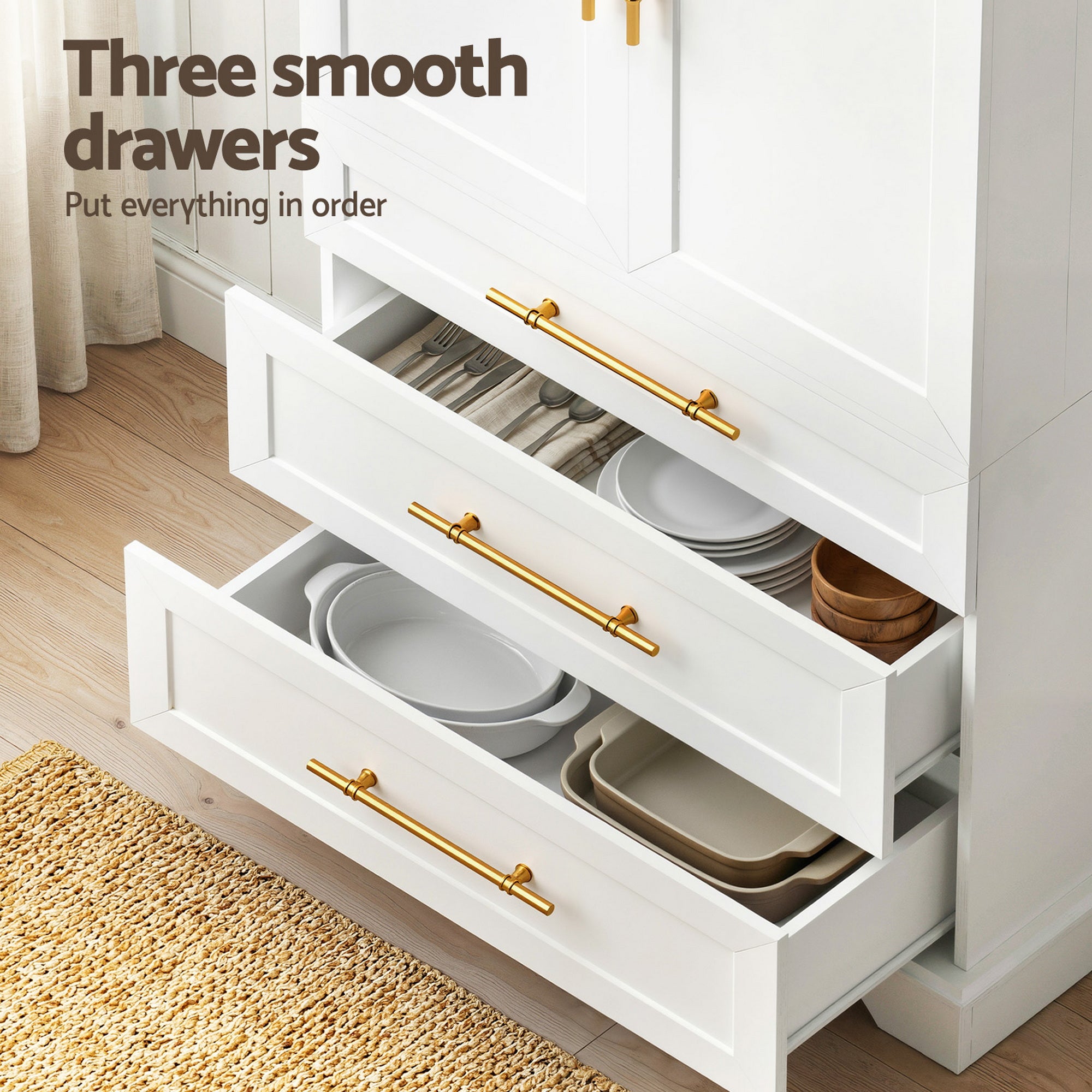 Set of 2 Buffet Sideboard Cabinet Pantry Kitchen Storage Cupboard Drawers Doors