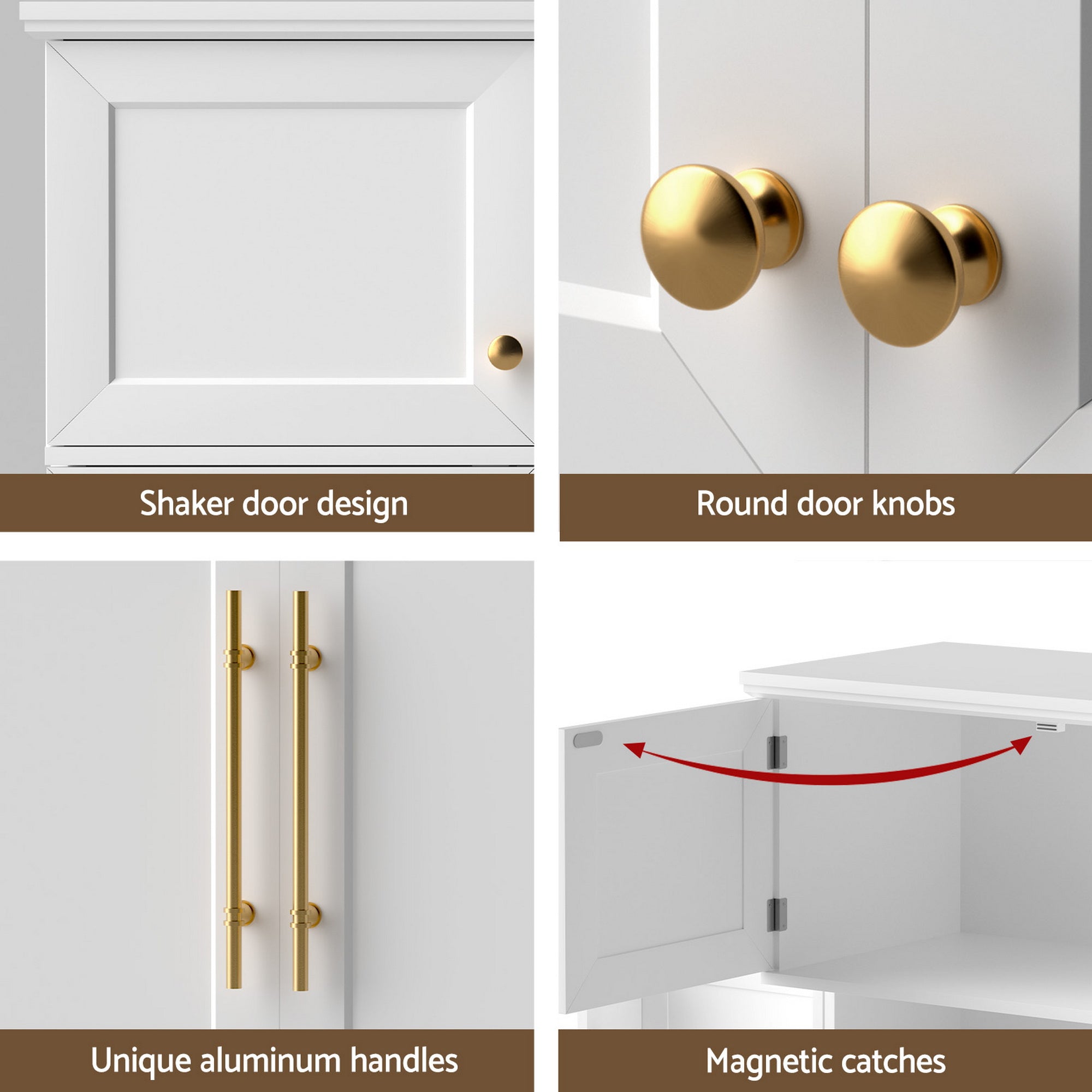 Set of 2 Buffet Sideboard Cabinet Pantry Kitchen Storage Cupboard Drawers Doors