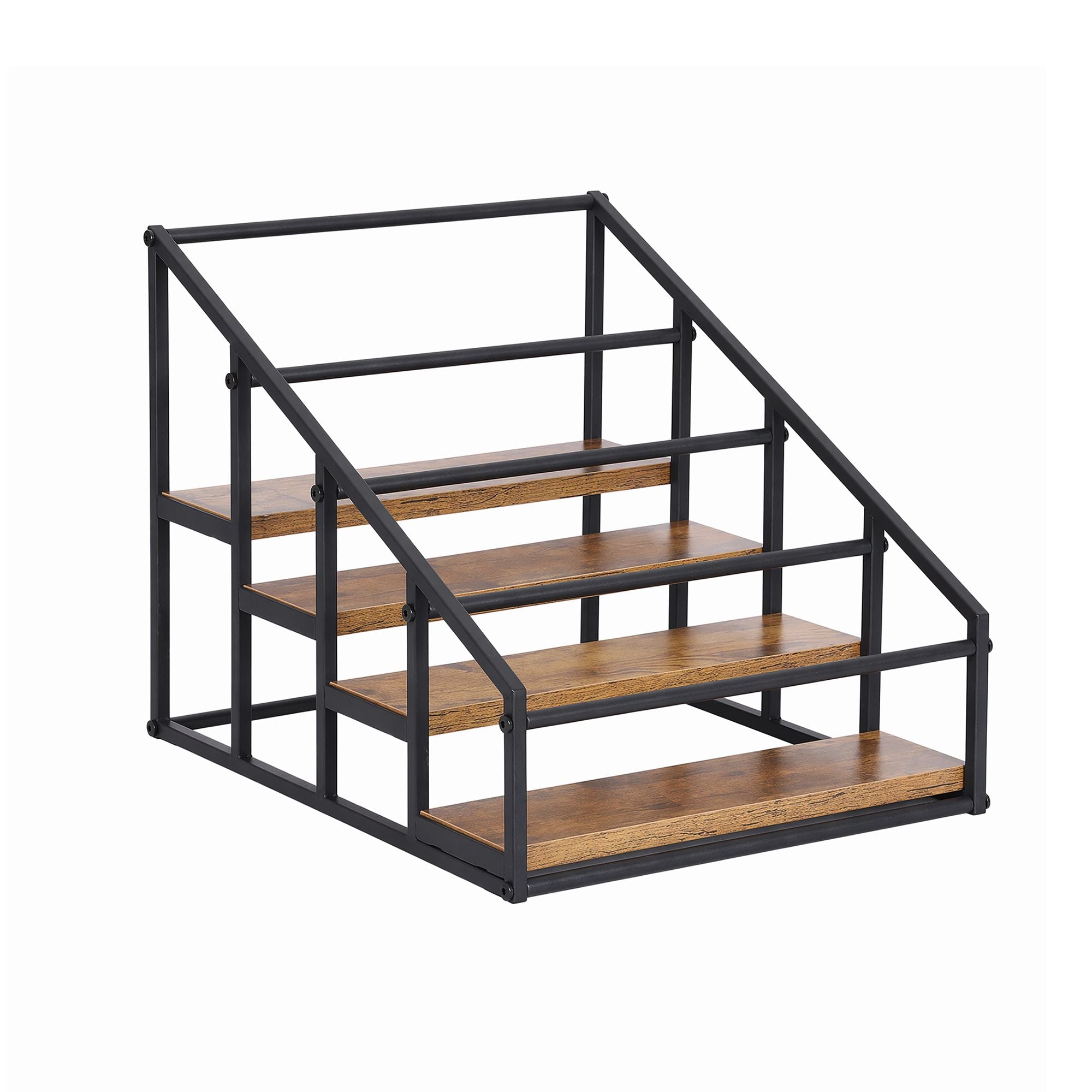 4-Tier Wine Rack Tabletop Countertop Wine Bottle Holder 16 Bottles Freestanding Black & Wood