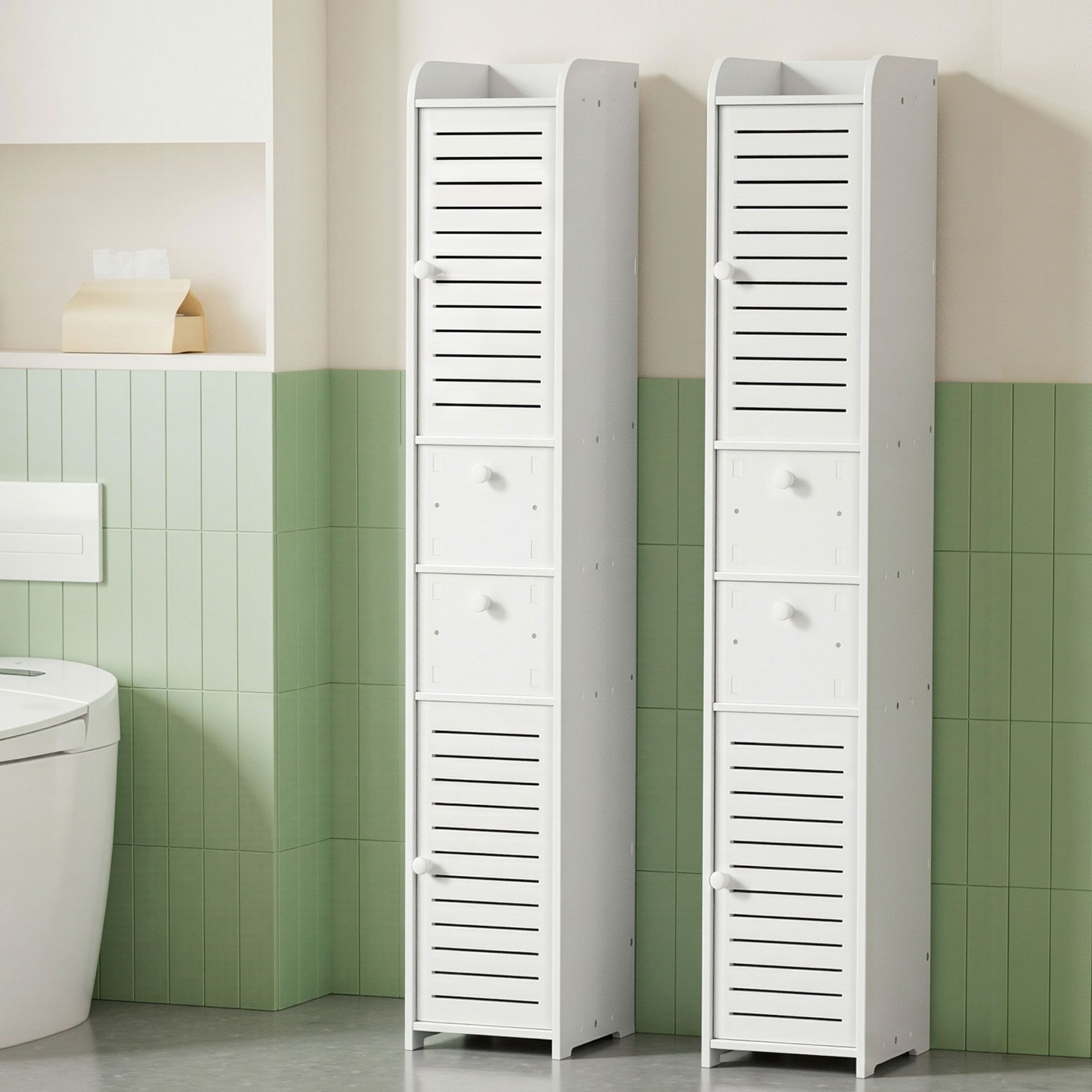 2X Bathroom Toilet Storage Cabinet Laundry Tallboy Cupboard