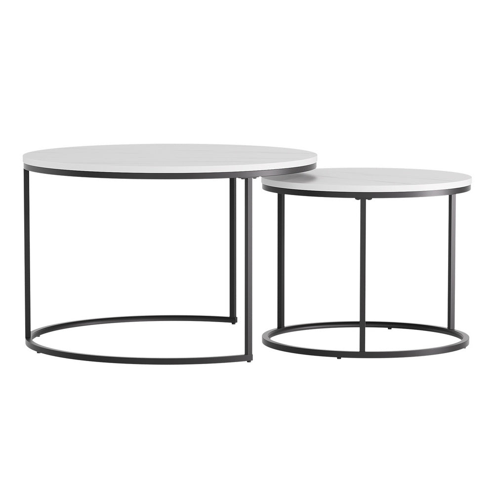Nesting Coffee Table Set of 2 Marble Effect