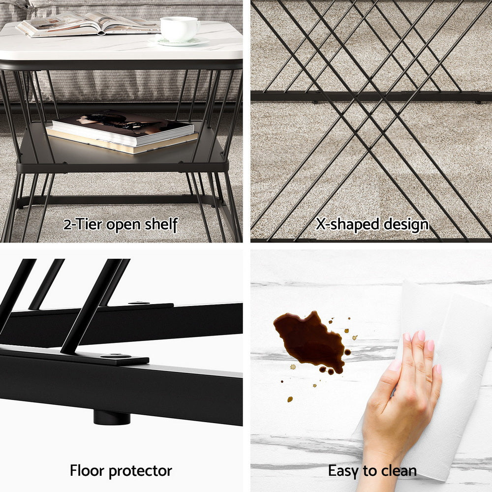 Nesting Coffee Table Set of 2 Marble Effect