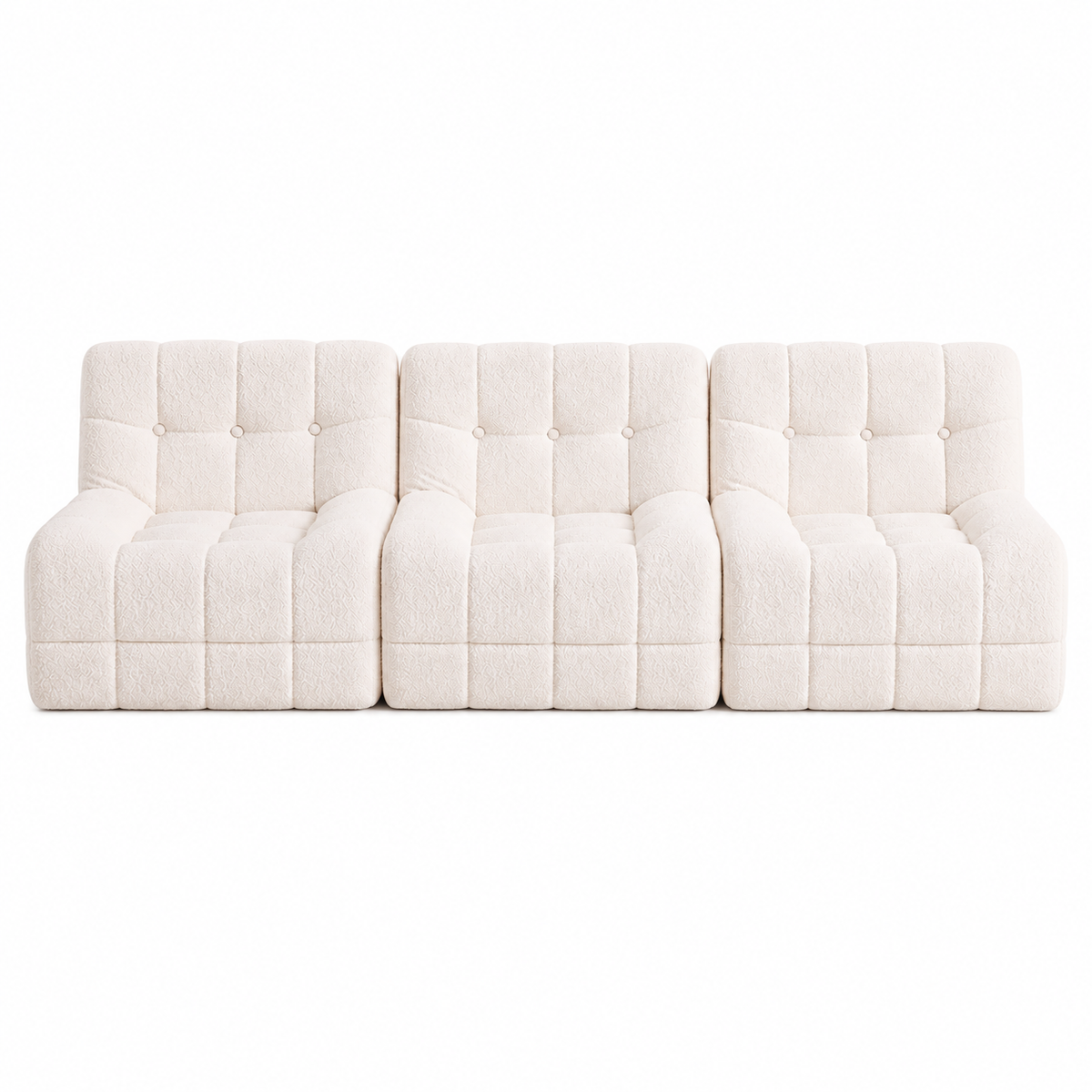 Set of 3 Modular Boneless Sofa Couches No Assembly - White