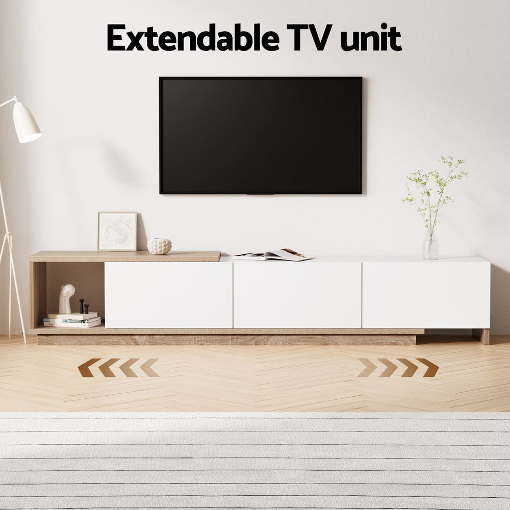 Arlo Extendable TV Unit White & Oak | High Gloss, Modern & Spacious