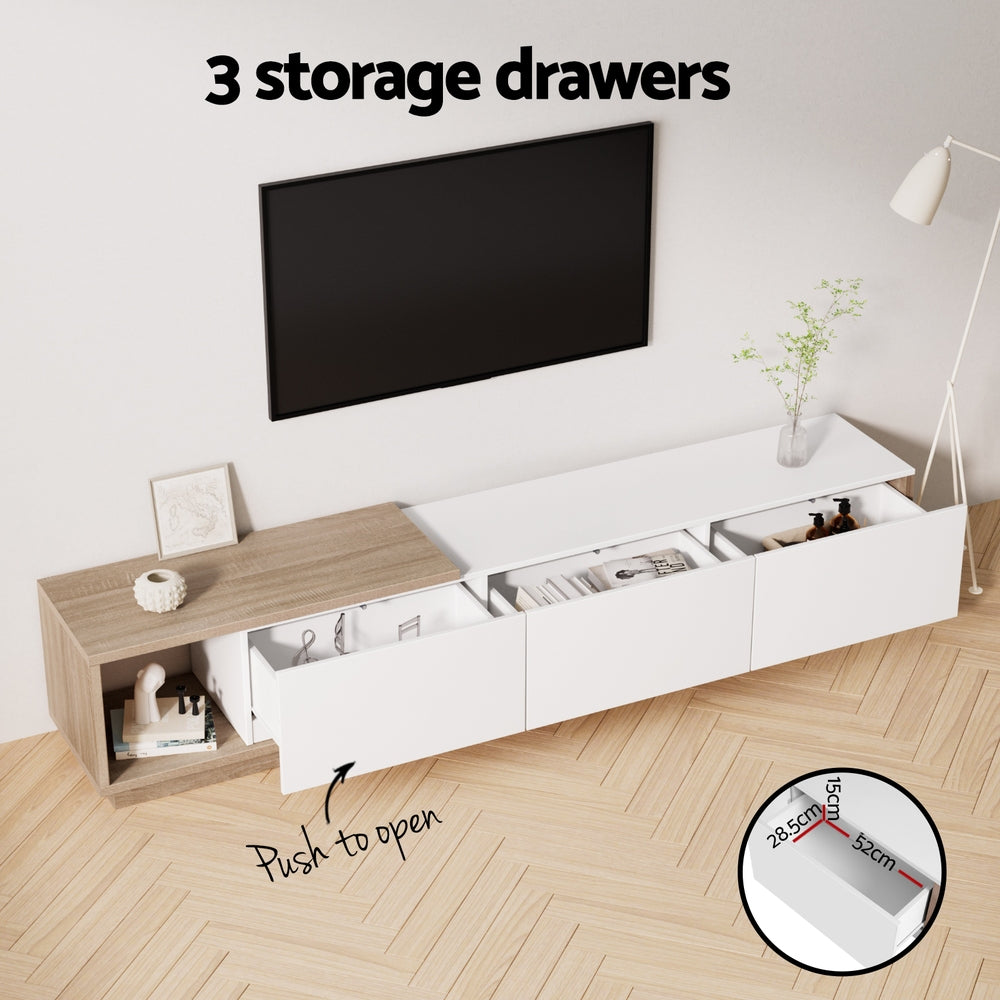 Arlo Extendable TV Unit White & Oak | High Gloss, Modern & Spacious