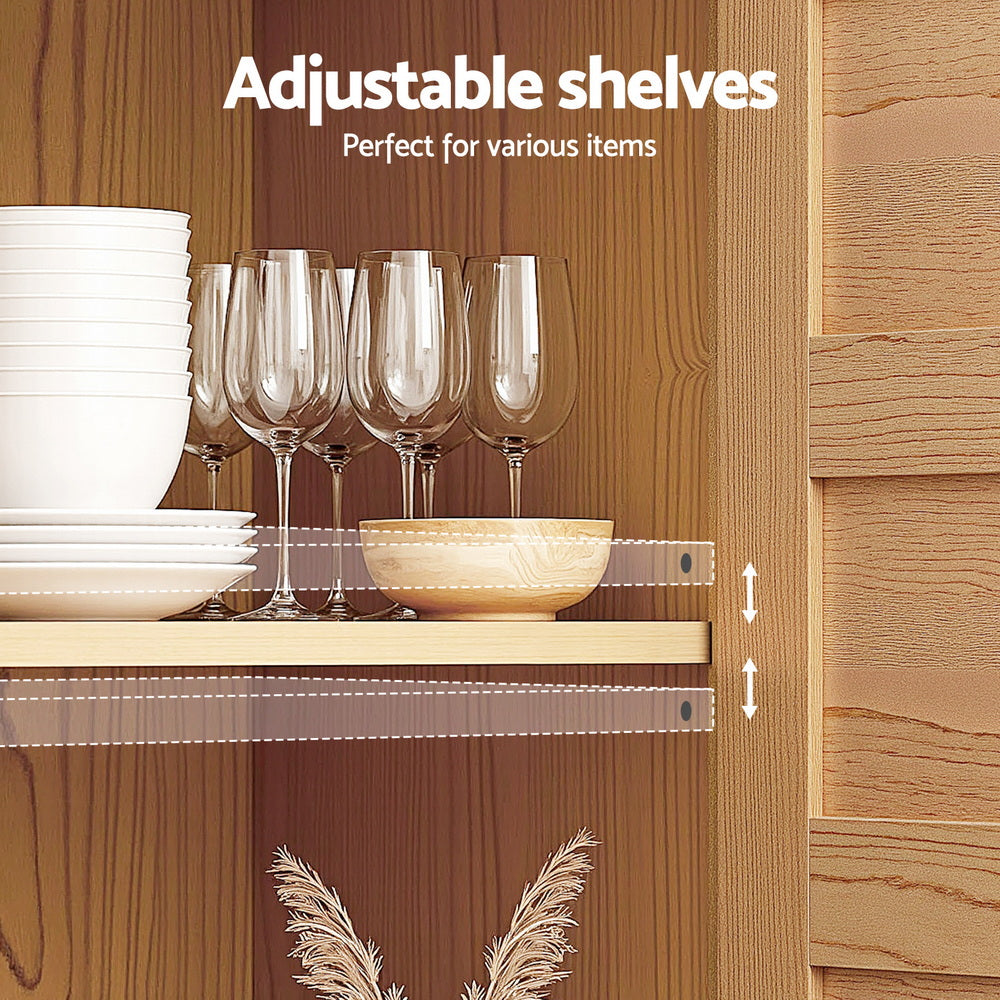 Buffet Sideboard Storage Cabinet Kitchen Cupboard Faux Drawer 150CM Pine