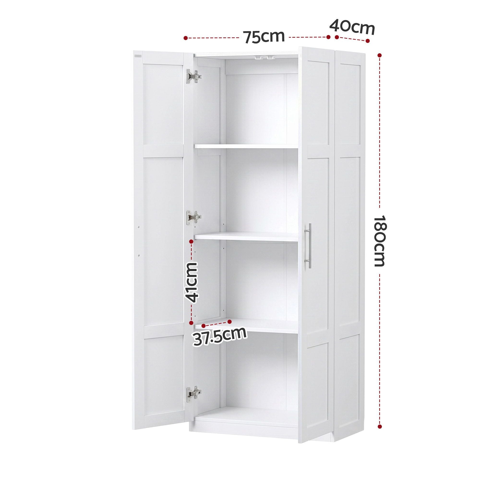 2x Buffet Sideboard Cabinet Pantry Hutch Kitchen Storage Organiser White