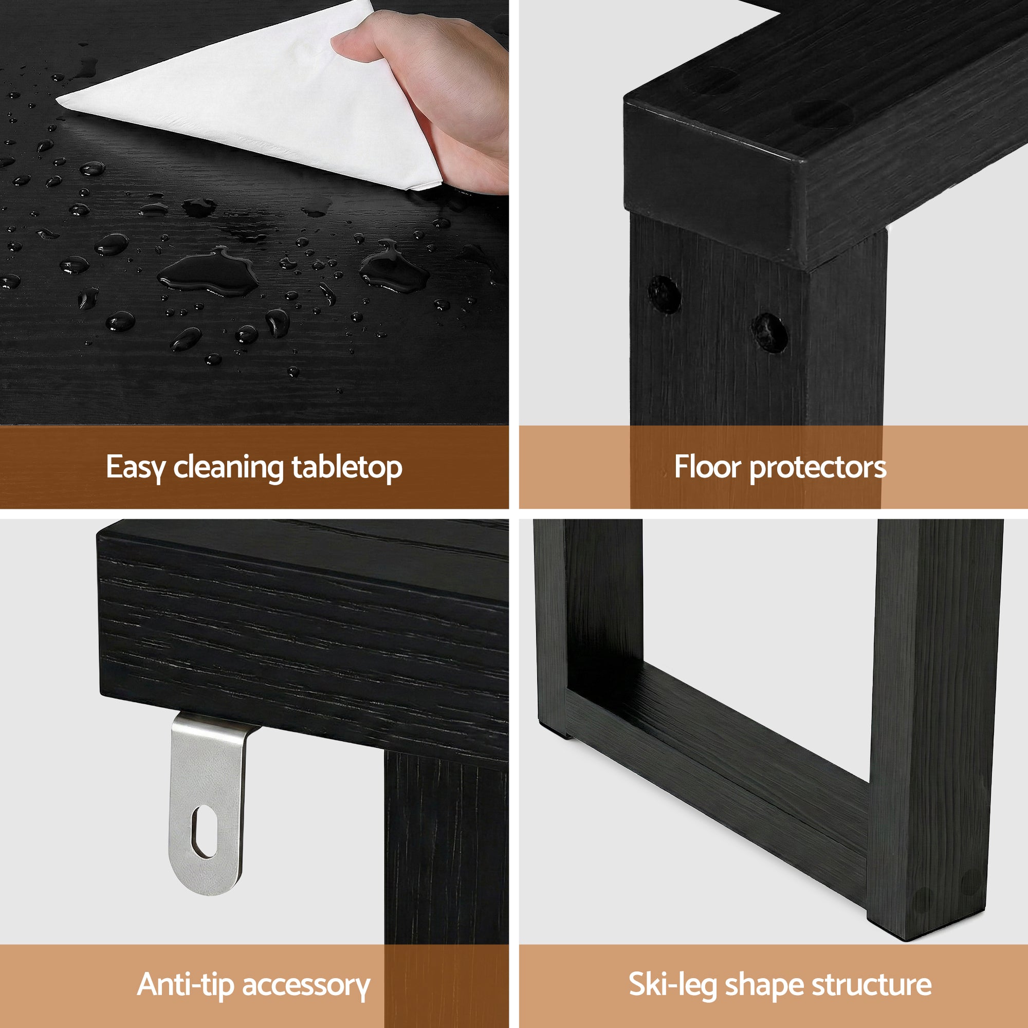 Console Table 110CM Black - Minimalist Ski-Leg Design