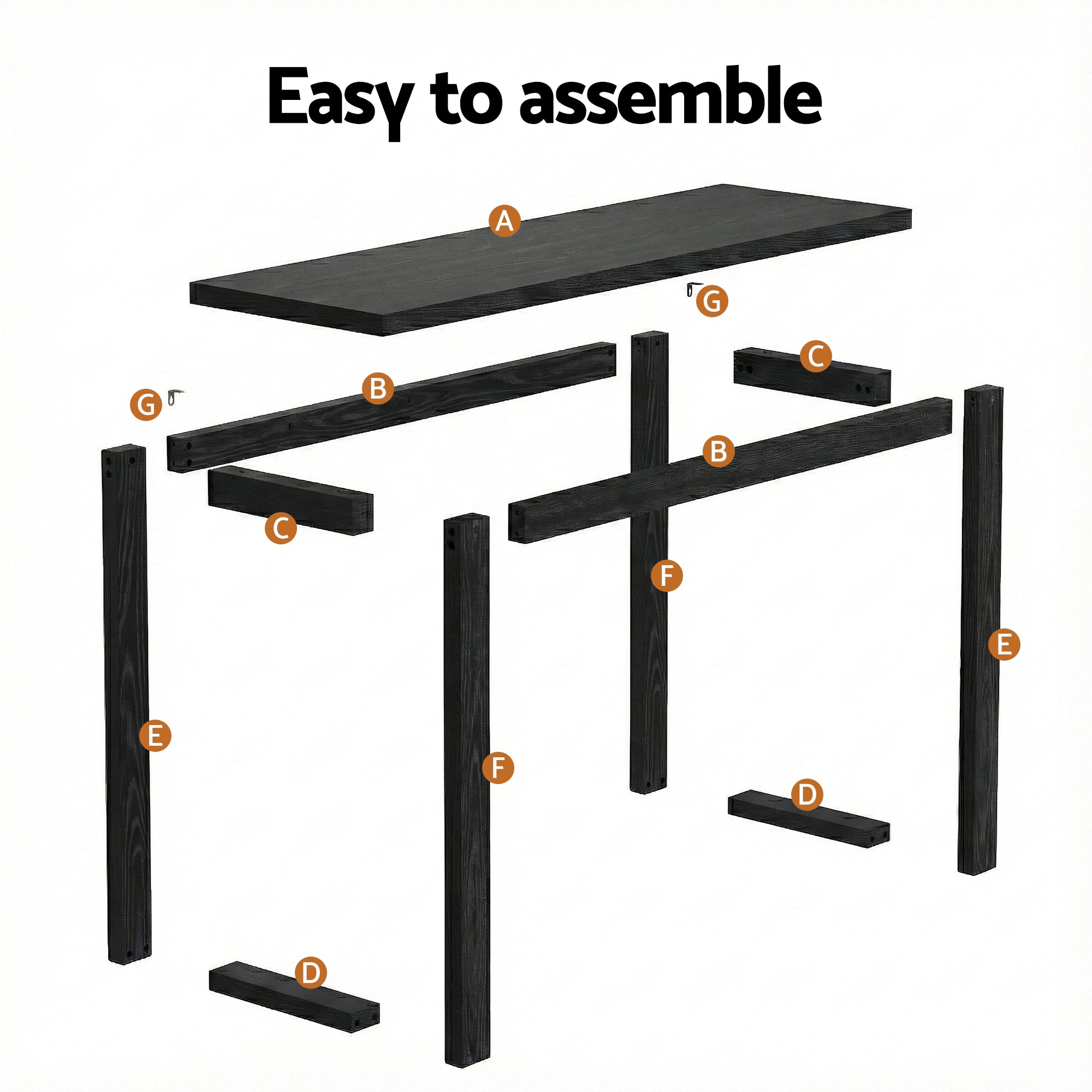 Console Table 110CM Black - Minimalist Ski-Leg Design