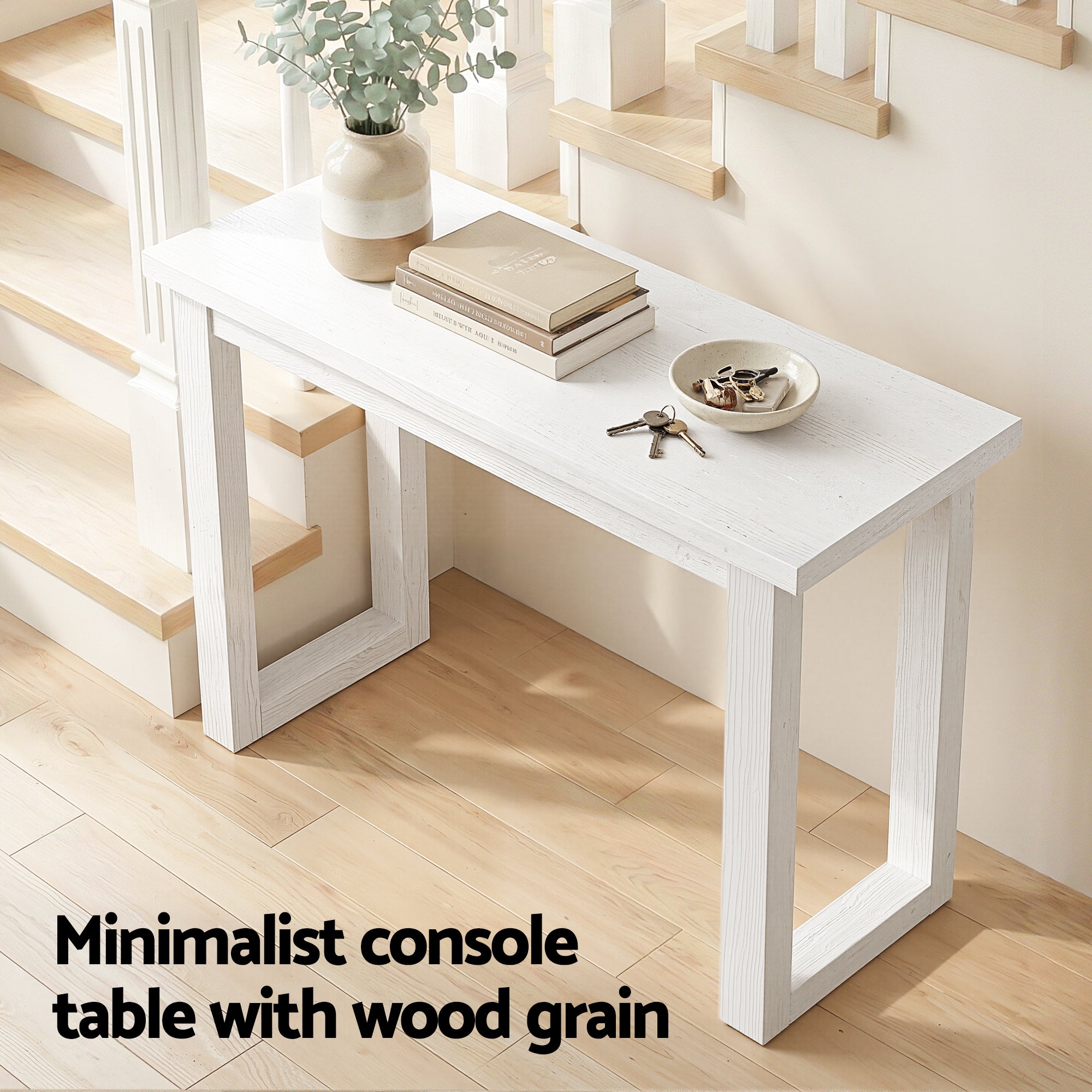Console Table 110CM Minimalist Design with Storage - White