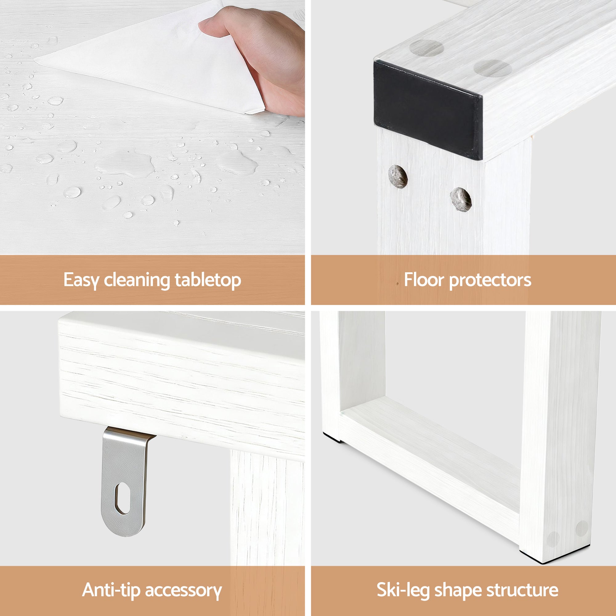 Console Table 110CM Minimalist Design with Storage - White