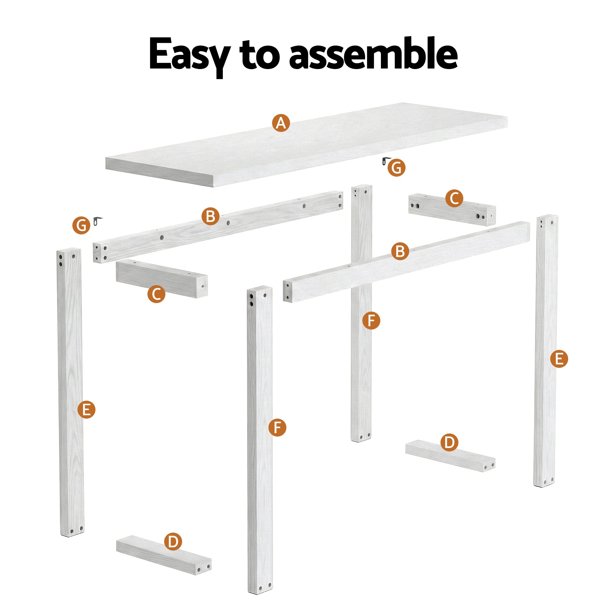 Console Table 110CM Minimalist Design with Storage - White