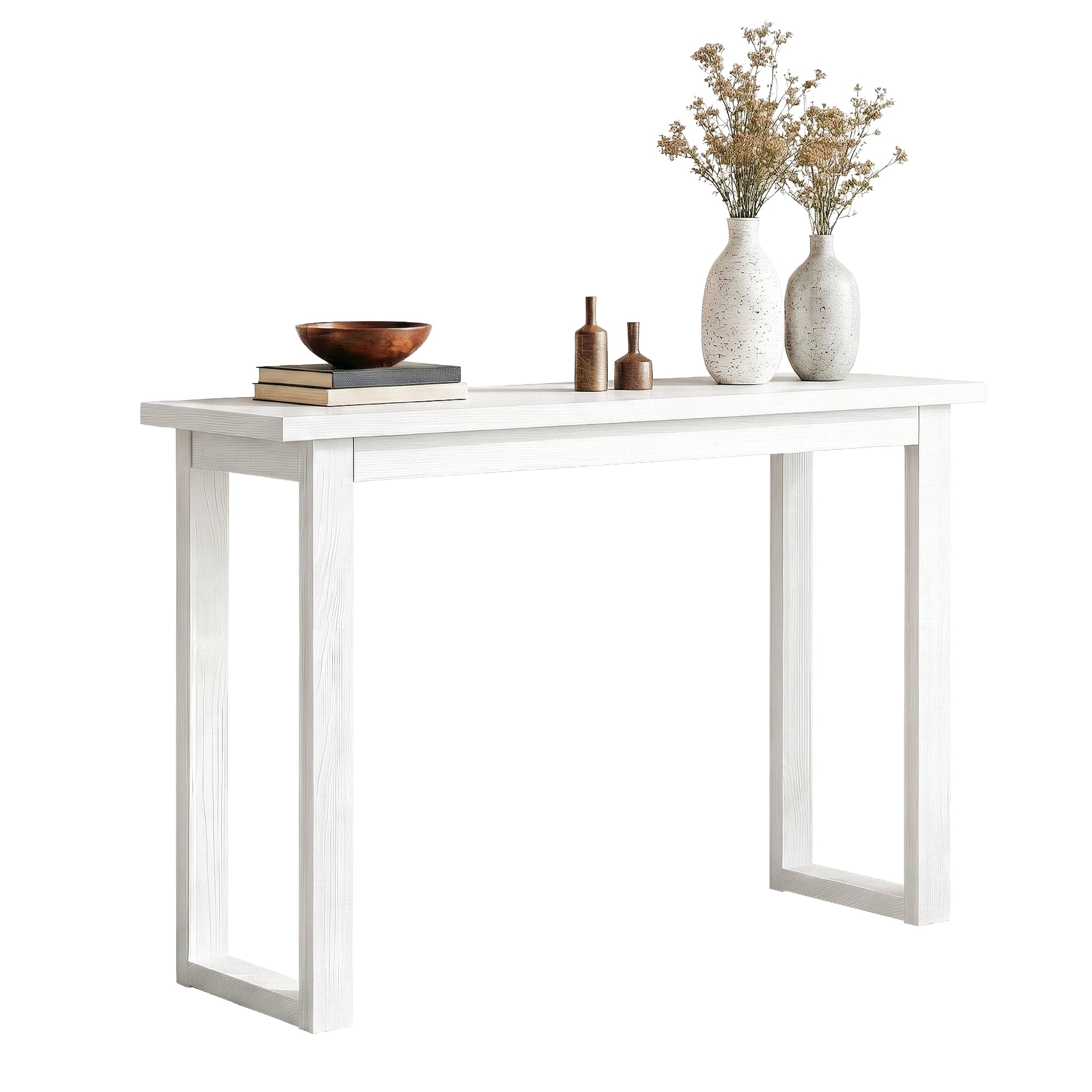 Console Table 110CM Minimalist Design with Storage - White