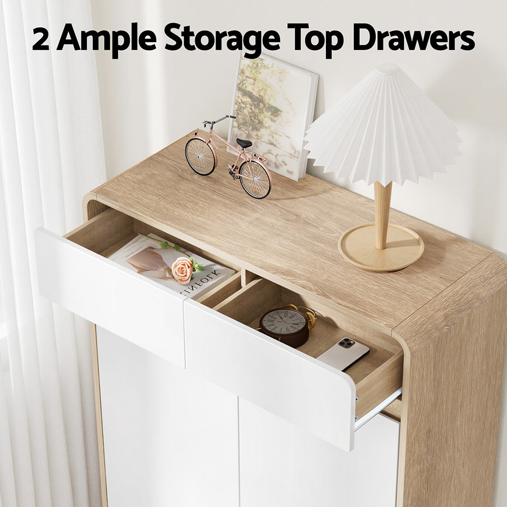 Shoe Rack Cabinet 20 Pairs Storage Cupboard Pine&White