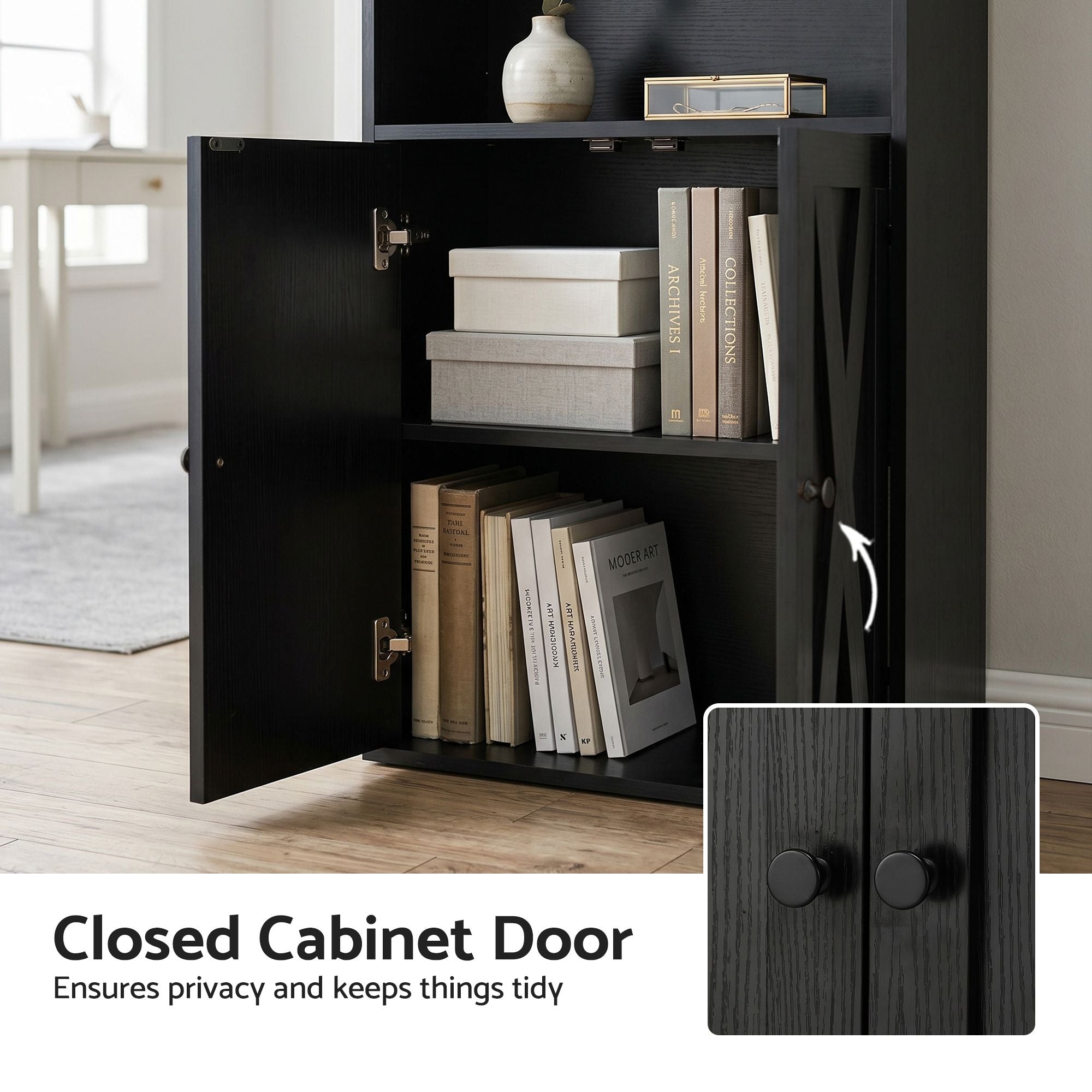 6-Tier Bookshelf Display Cabinet Storage Black