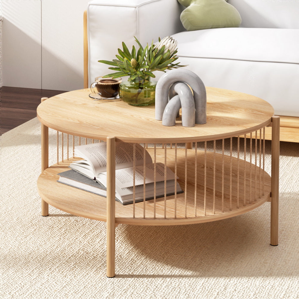Coffee Table 2-Tier Round Wood