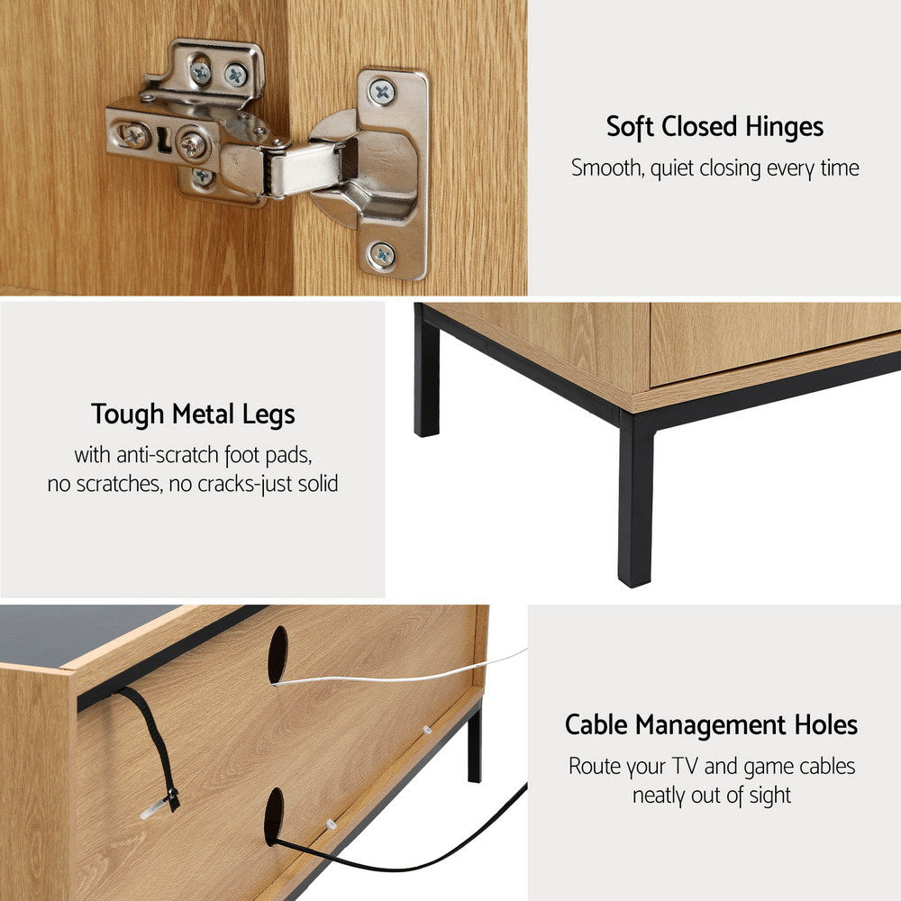 TV Unit Entertainment Unit Storage Cabinet Shelf 160cm Pine