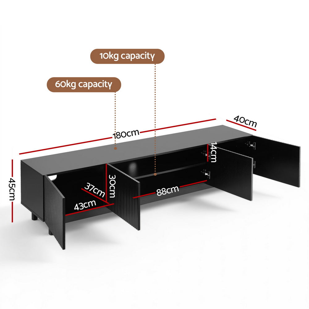 TV Unit Entertainment Unit Storage Cabinet 180cm Black