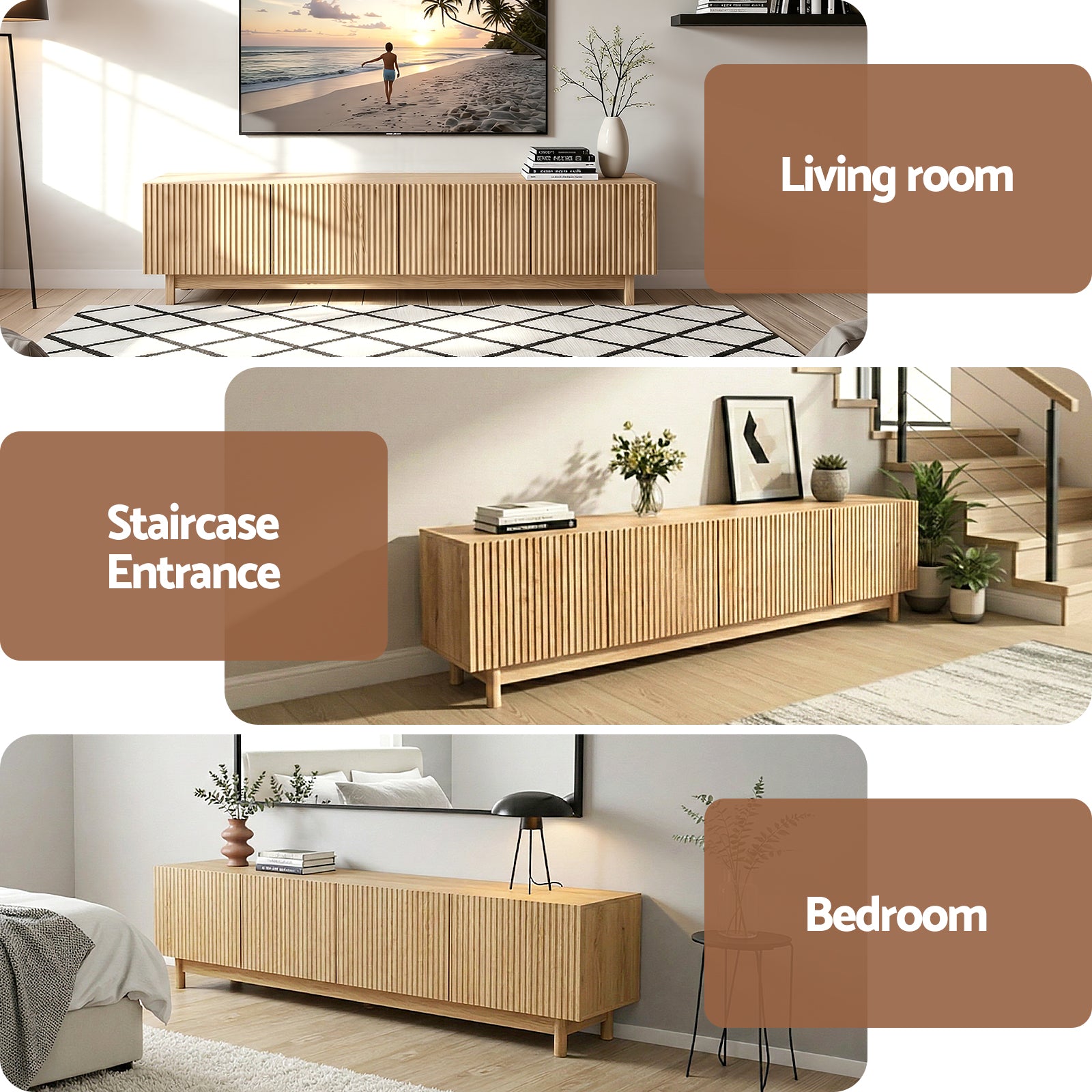 TV Entertainment Storage Unit 180cm - Pine