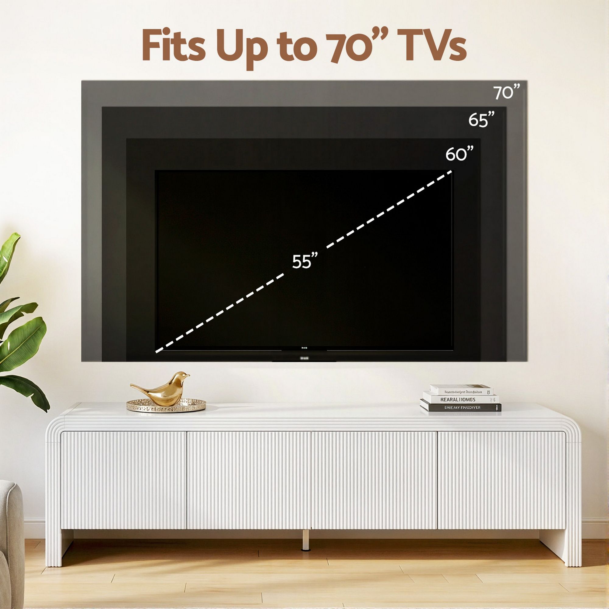 TV Unit Entertainment Unit Storage Cabinet 180cm White