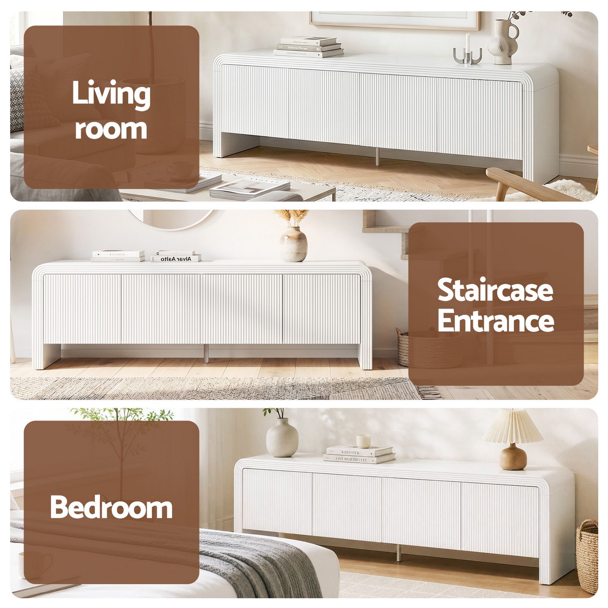 TV Unit Entertainment Unit Storage Cabinet 180cm White