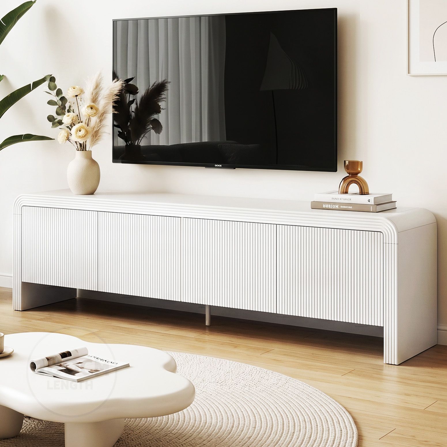 TV Unit Entertainment Unit Storage Cabinet 180cm White