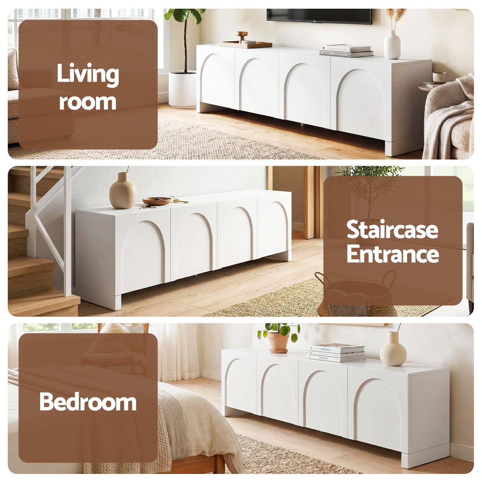 TV Unit Entertainment Unit Storage Cabinet Adjustable Shelf 180cm White