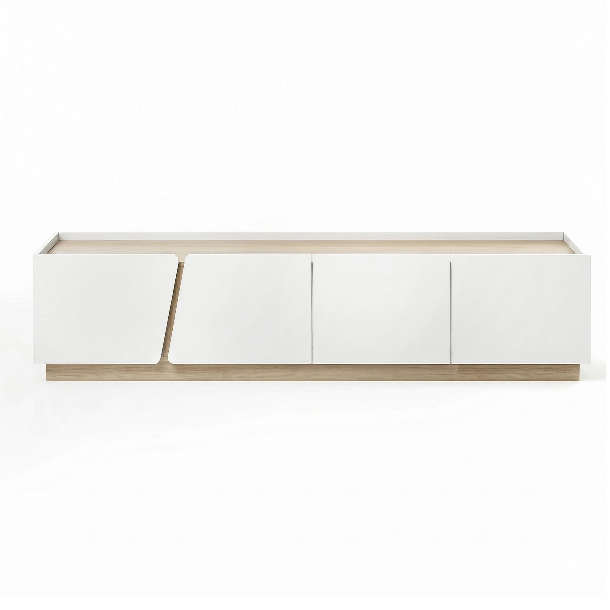 180cm TV Unit Storage Cabinet Living Room White & Pine