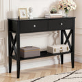 Console Table 2 Drawers 100CM Black