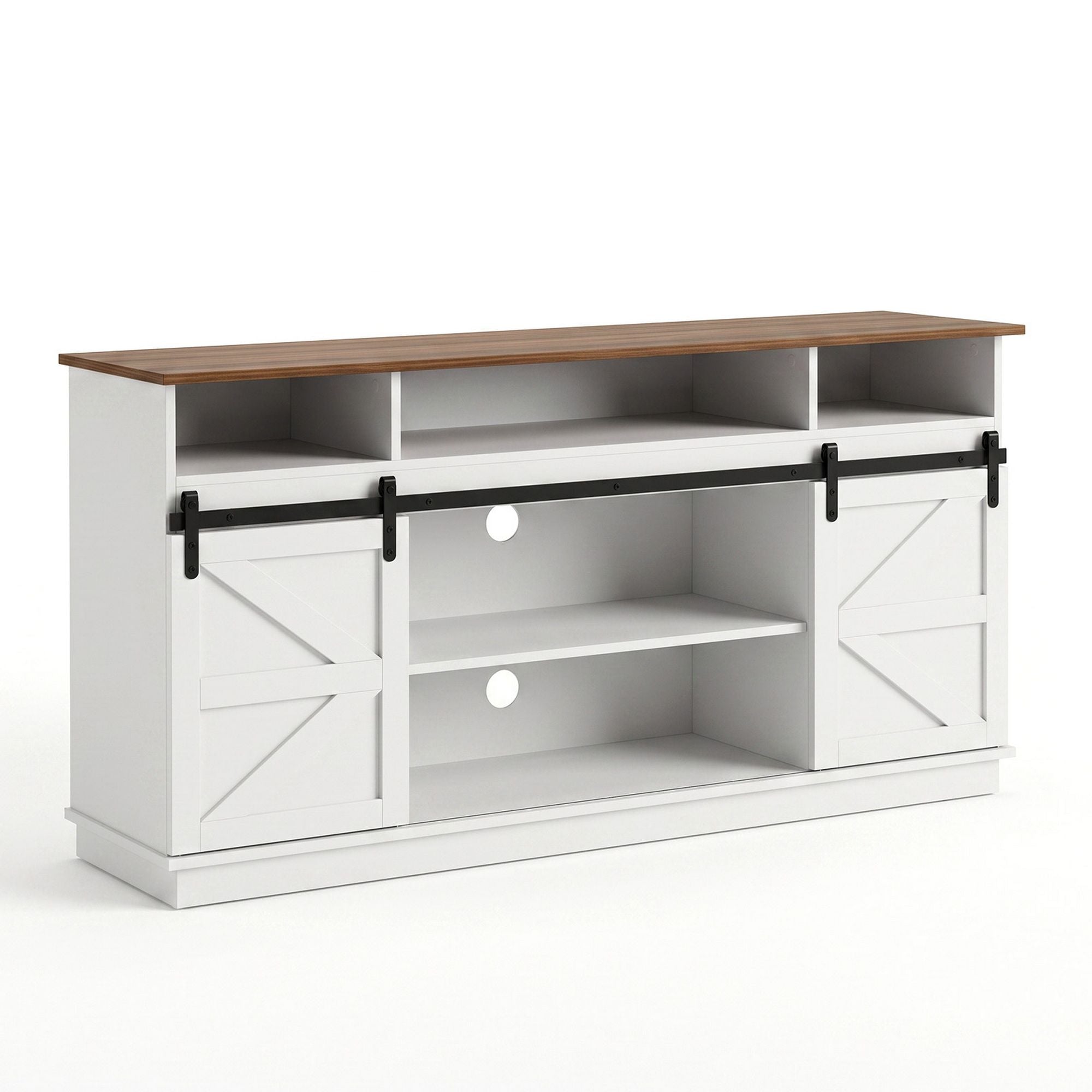 Buffet Sideboard Cabinet 150cm 3-Tier Kitchen Storage Sliding Doors White