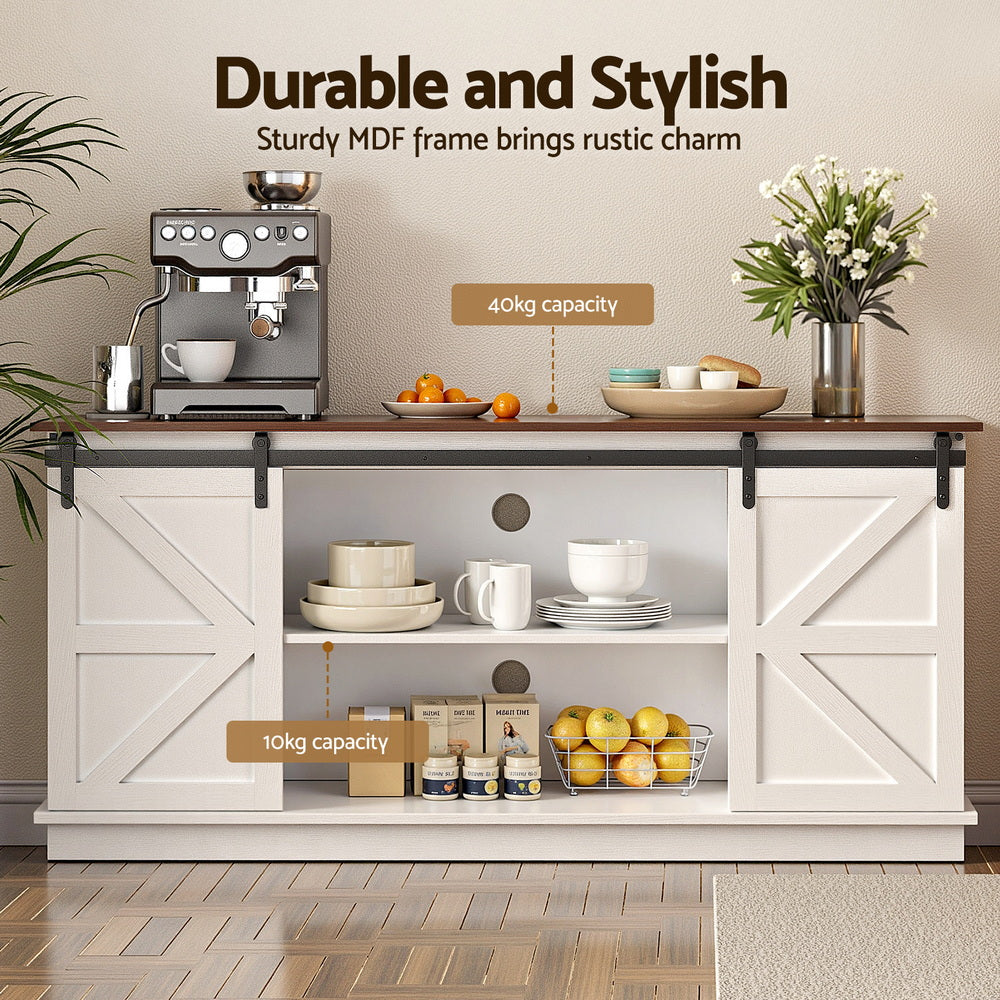 Buffet Sideboard Storage Cabinet Kitchen Cupboard Sliding Doors White