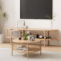 TV Unit and Coffee Table Set with Storage Shelf - Pine