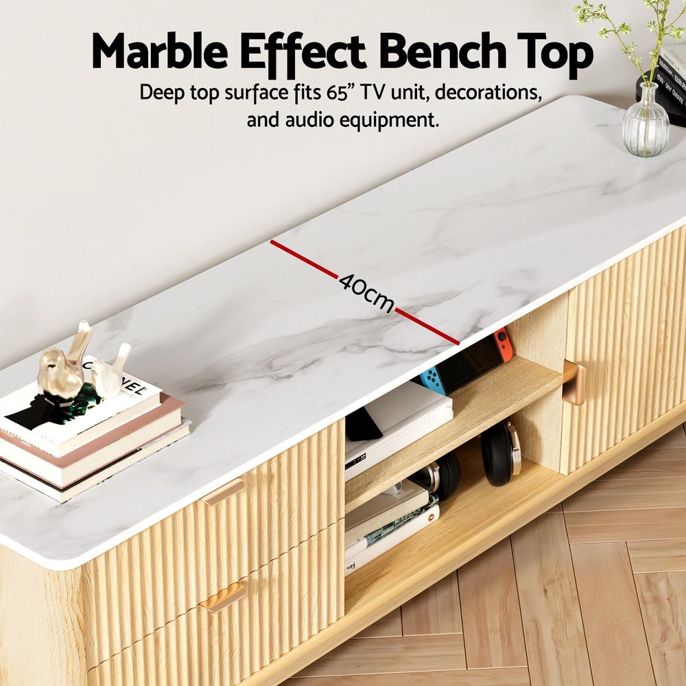 TV Unit Entertainment Unit Storage Drawer Shelf 150cm Pine