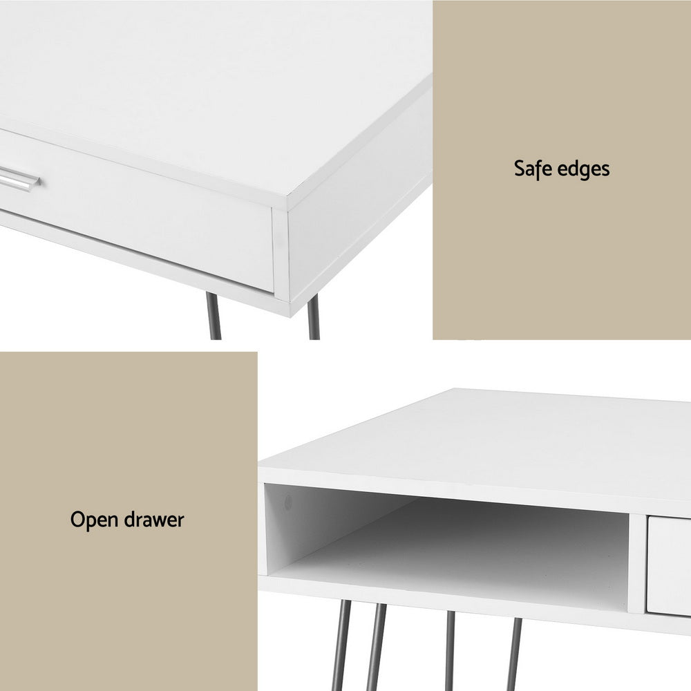 Computer Desk Drawer Cabinet Home Office Desks Workstation 100cm White