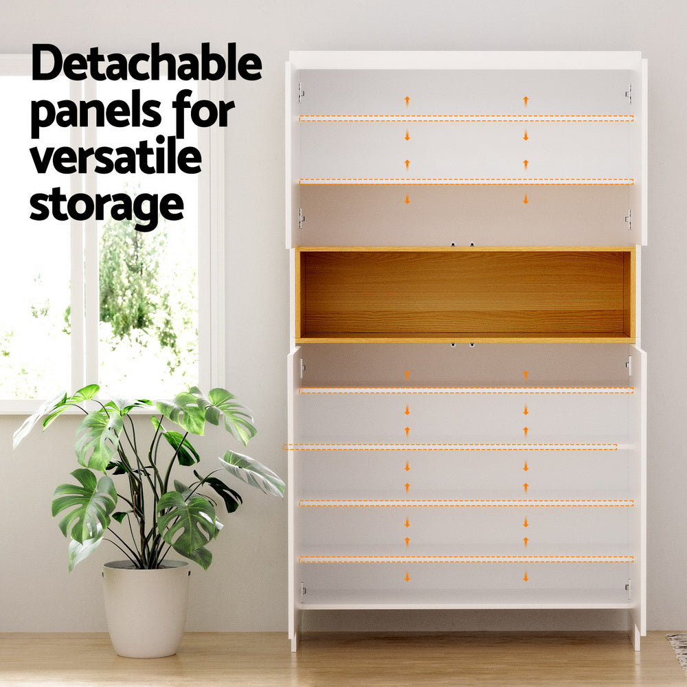 Shoe Rack Storage Cabinet Tiers – White Pine - Main Image