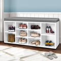 Shoe Shelf Bench with Cushioned Seat – White & Grey