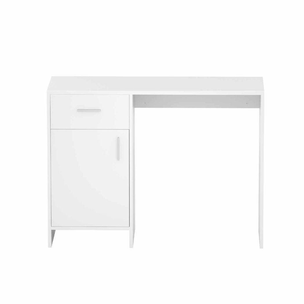 Office Desk and Adjustable PU Leather Chair Set 100cm - White