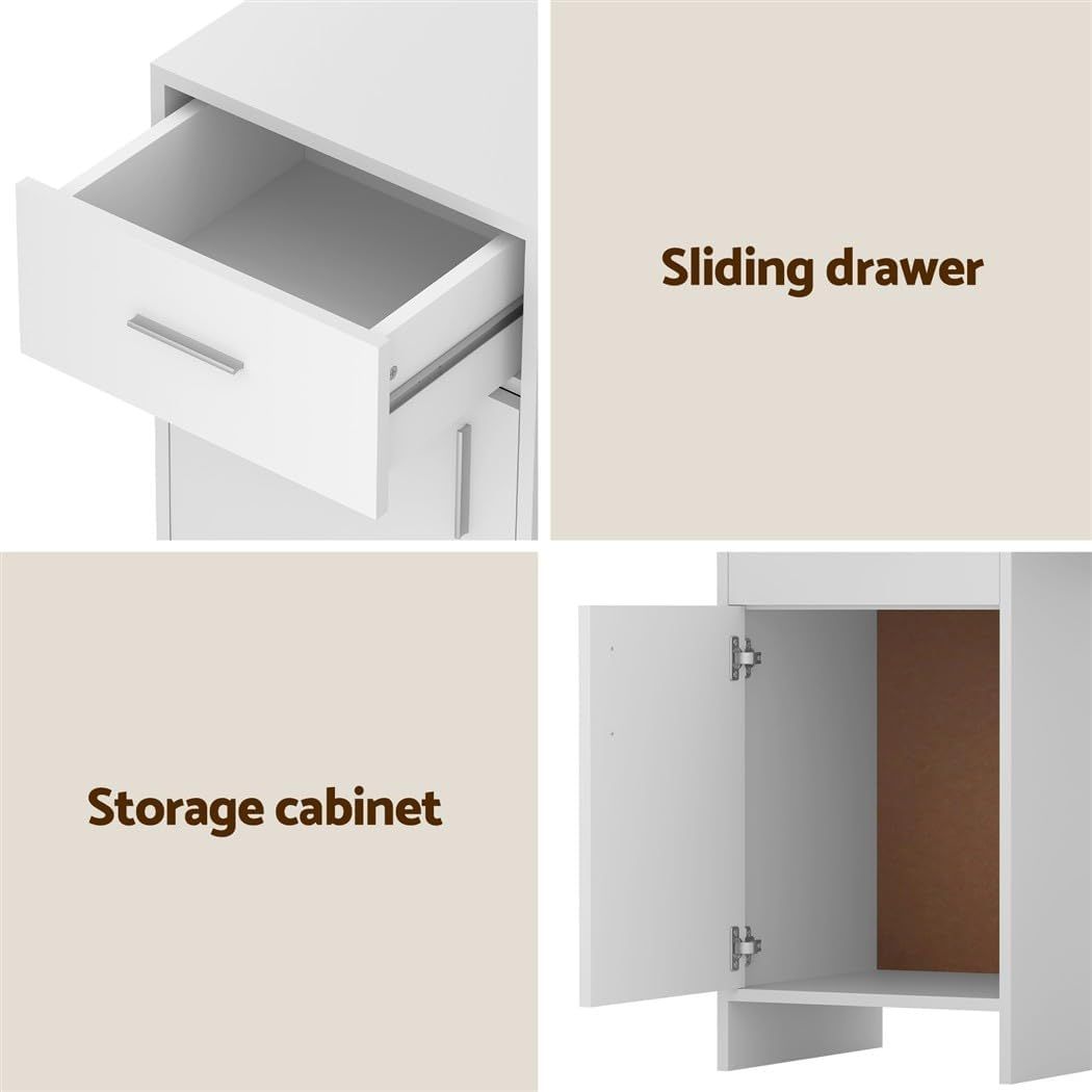 Office Desk and Adjustable PU Leather Chair Set 100cm - White