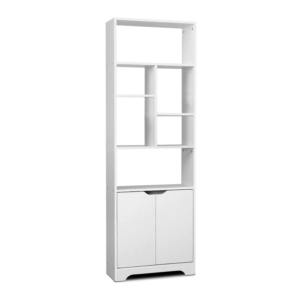 Bookshelf with Cabinet GINA 8-Shelf Display Unit - White