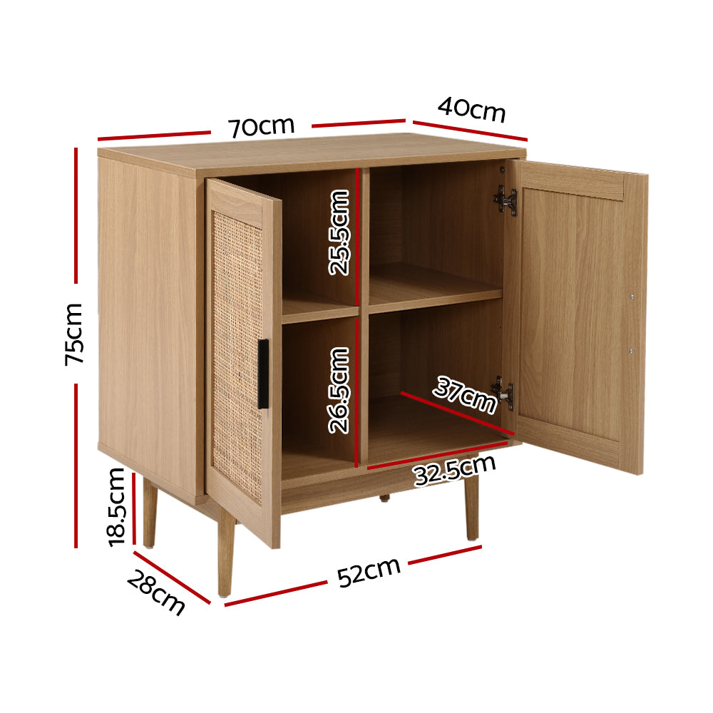 Rattan Buffet Sideboard 2 Doors - BRIONY Oak