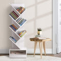 Tree Bookshelf 7 Tiers with Sturdy Base and Wide Backboard - White