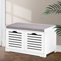 Bench Shoe Cabinet with Drawers ‚Äì Grey & White