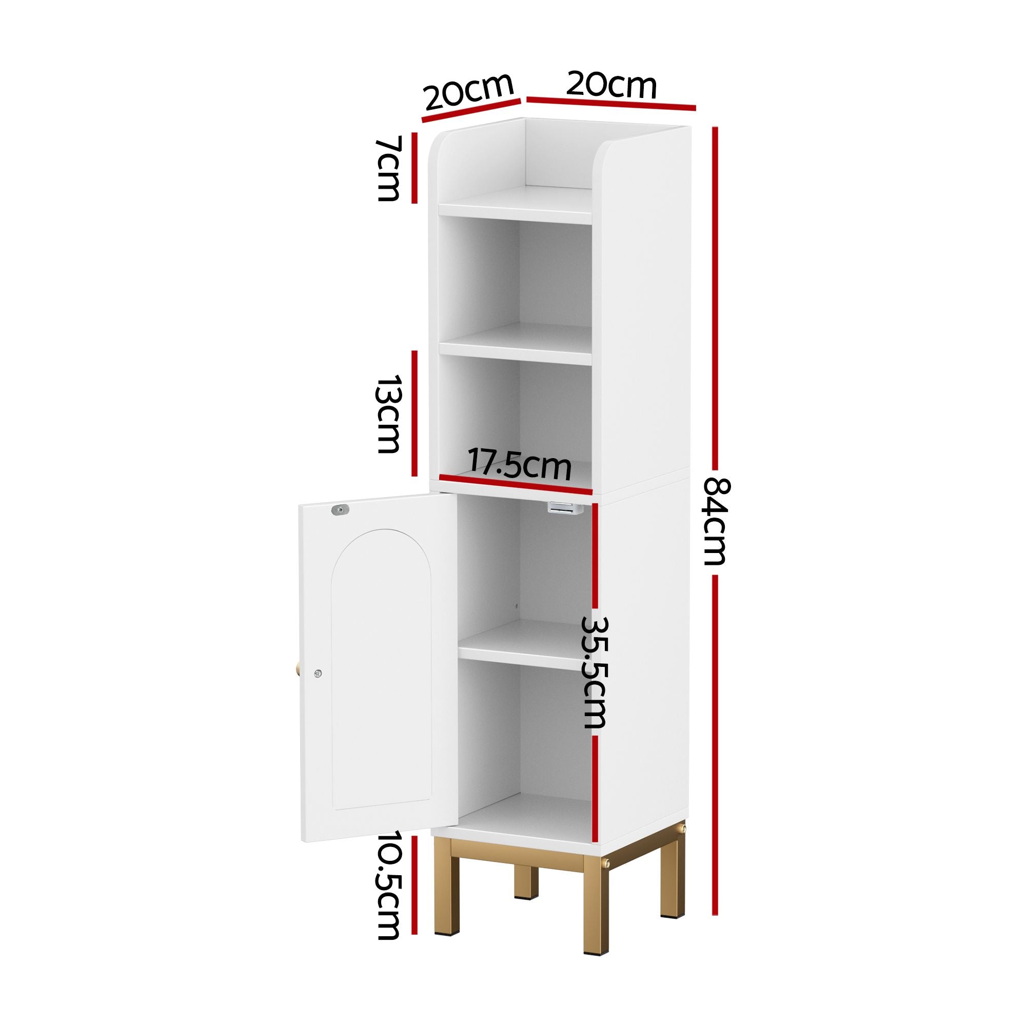 2X Bathroom Storage Cabinet Floor Organizer Toilet Corner Adjustable Shelf with Door White