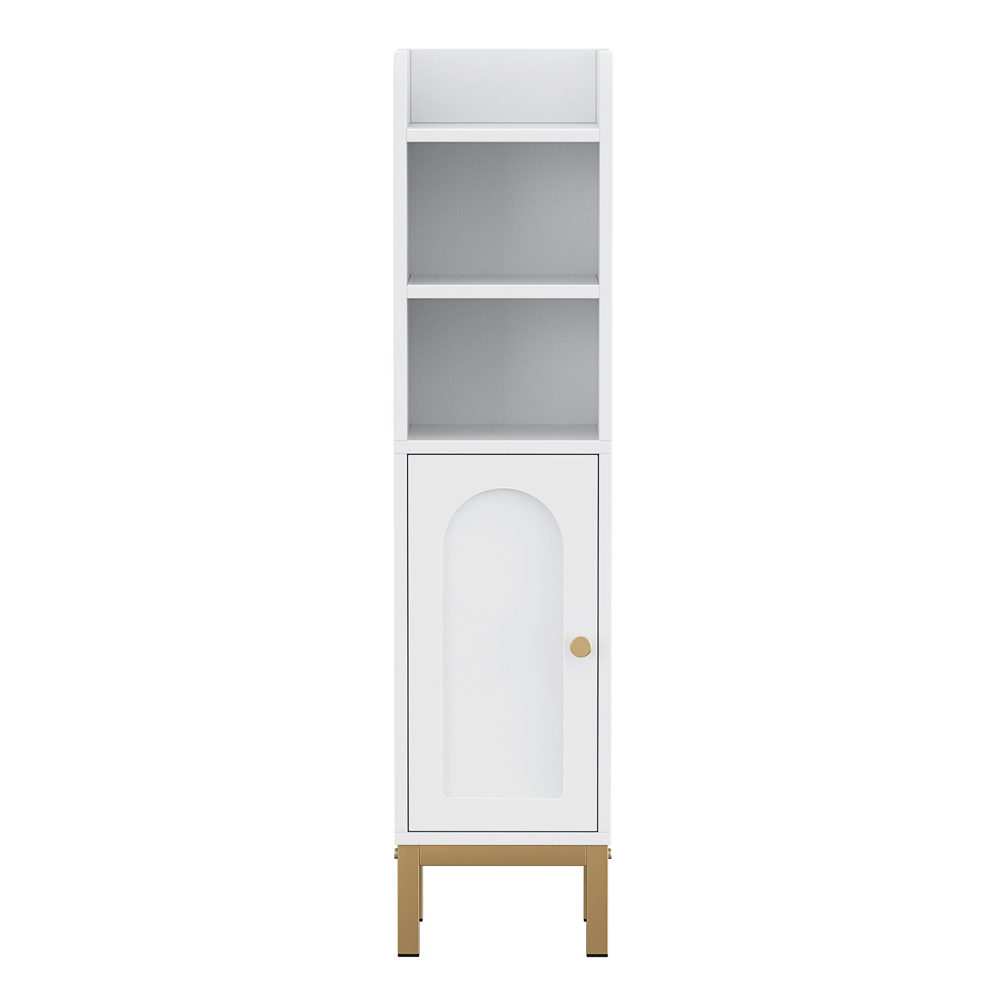 2X Bathroom Storage Cabinet Floor Organizer Toilet Corner Adjustable Shelf with Door White